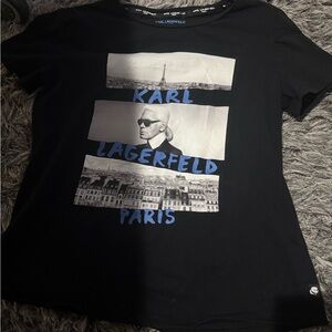 Karl Lagerfeld Black and Blue Graphic Tee